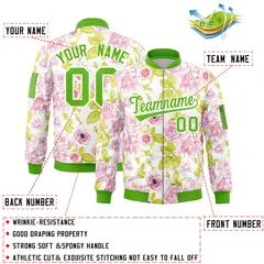 Green Hawaii Full-Zip Letterman Varsity Bomber Jacket 2