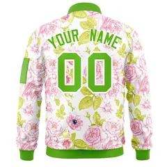 Green Hawaii Full-Zip Letterman Varsity Bomber Jacket 4