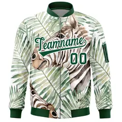 Green Hawaii Full-Zip Letterman Varsity Bomber Jacket 3