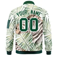 Green Hawaii Full-Zip Letterman Varsity Bomber Jacket 4