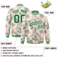 Green Hawaii Full-Zip Letterman Varsity Bomber Jacket 2