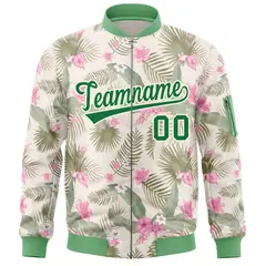 Green Hawaii Full-Zip Letterman Varsity Bomber Jacket 3
