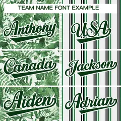 Green Hawaii Tropical Flower Stripe Baseball Jersey 3
