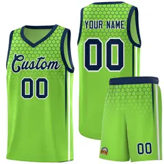 Green Honeycomb Pattern Basketball Uniform Jersey