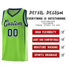 Green Honeycomb Pattern Basketball Uniform Jersey 2