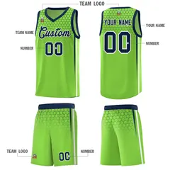 Green Honeycomb Pattern Basketball Uniform Jersey 5