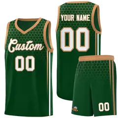 Green Honeycomb Pattern Basketball Uniform Jersey 1