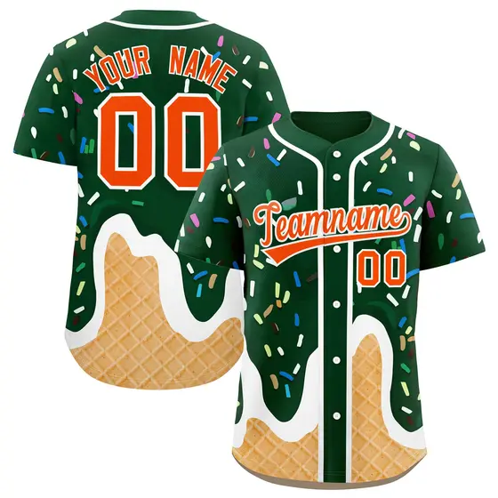Green Ice Cream Cone Graffiti Fashion Baseball Jersey