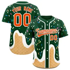 Green Ice Cream Cone Graffiti Fashion Baseball Jersey