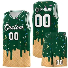 Green Ice Cream Element Pattern Basketball Kits