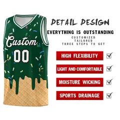 Green Ice Cream Element Pattern Basketball Kits 2
