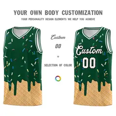 Green Ice Cream Element Pattern Basketball Kits 3