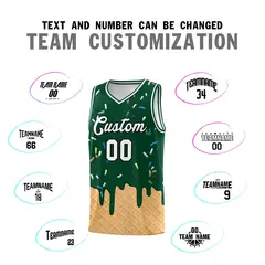 Green Ice Cream Element Pattern Basketball Kits 4