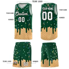 Green Ice Cream Element Pattern Basketball Kits 5