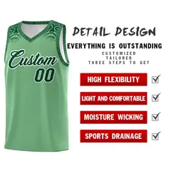Green Indians Print Basketball Uniform Jersey 2