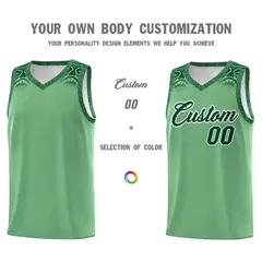 Green Indians Print Basketball Uniform Jersey 3