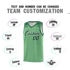 Green Indians Print Basketball Uniform Jersey 4