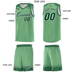 Green Indians Print Basketball Uniform Jersey 5
