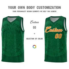 Green Kelly Green Aztec Sun Stone Graffiti Basketball Jersey 3