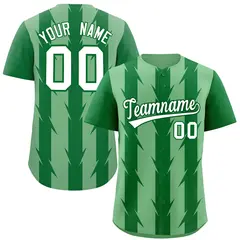 Green Kelly Green Blade Pattern Raglan Baseball Jersey