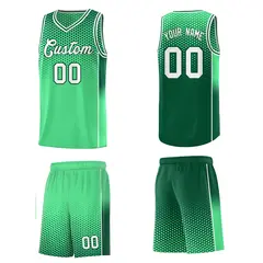 Green Kelly Green Dot Pattern Side Gradient Reversible Basketball Jersey Kits 5