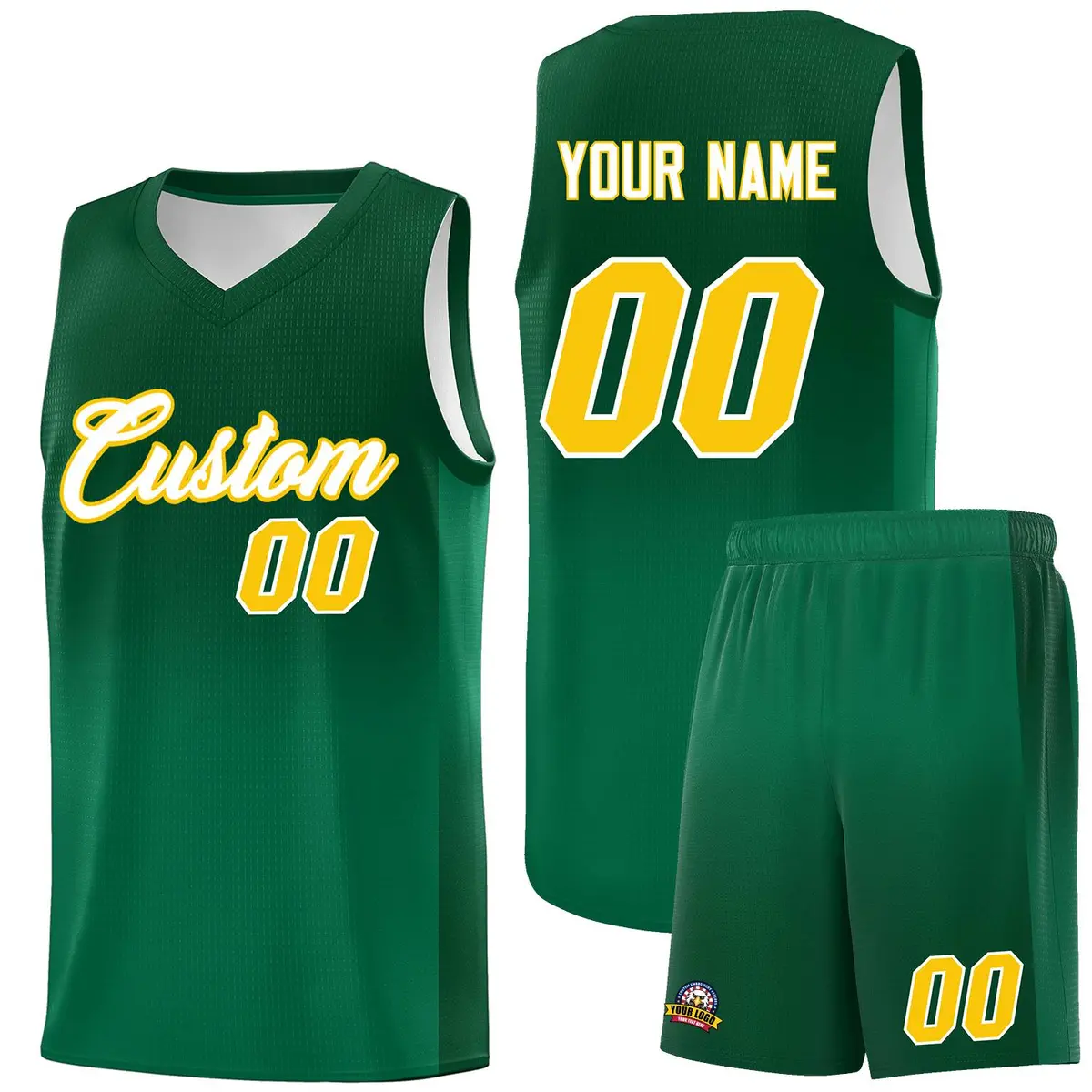 Green Kelly Green Gradient Basketball Jersey Sports Uniform