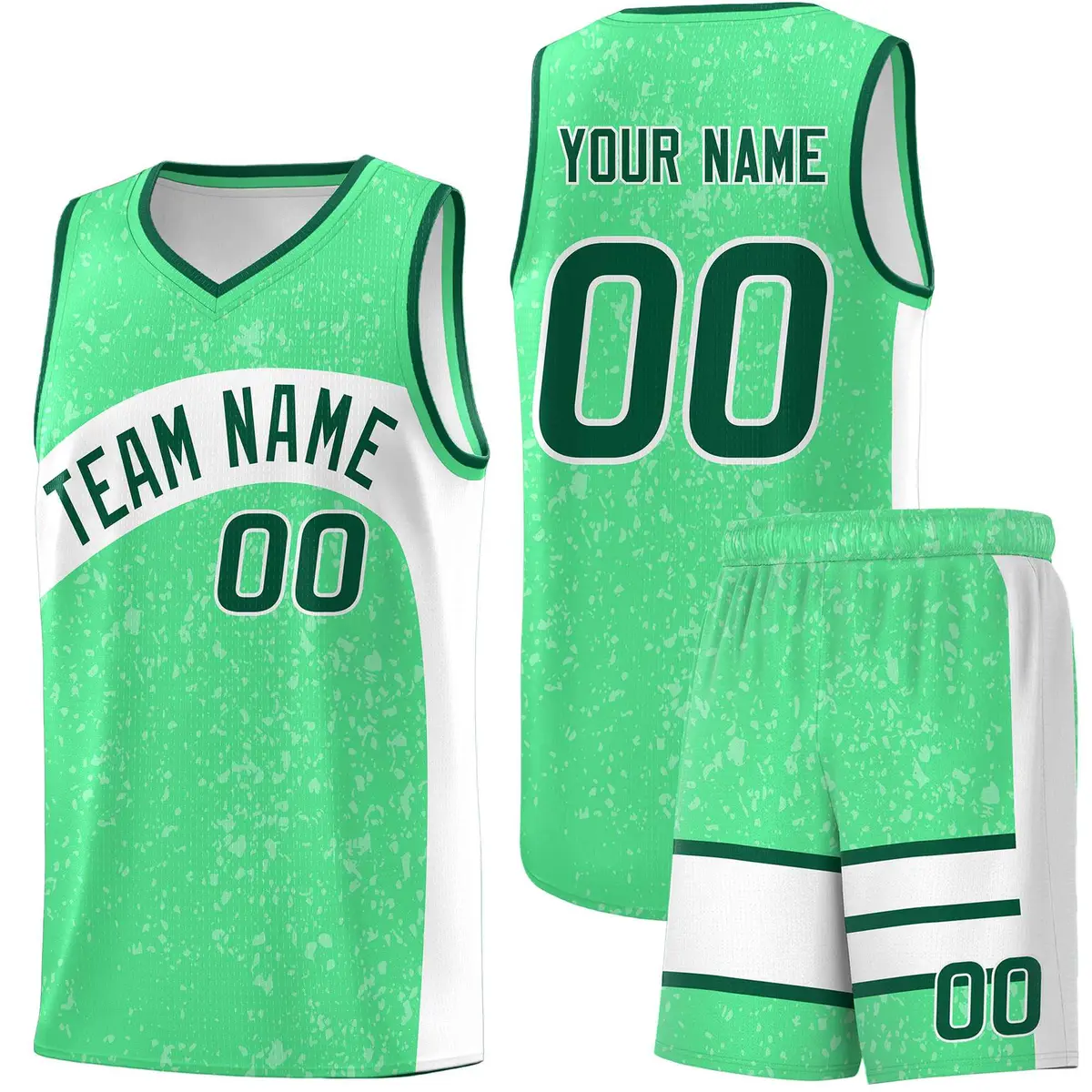 Green Kelly Green Irregular Dot Graffiti Basketball Jersey