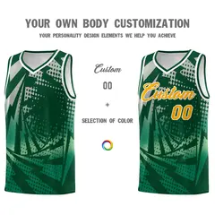Green Kelly Green Lightning Halftone Dot Basketball Jersey 3