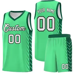 Green Kelly Green Side Symmetrical Line Pattern Basketball Jersey 1