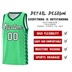 Green Kelly Green Side Symmetrical Line Pattern Basketball Jersey 2