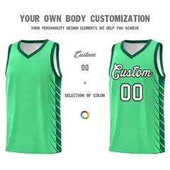 Green Kelly Green Side Symmetrical Line Pattern Basketball Jersey 3