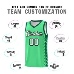 Green Kelly Green Side Symmetrical Line Pattern Basketball Jersey 4