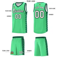 Green Kelly Green Side Symmetrical Line Pattern Basketball Jersey 5