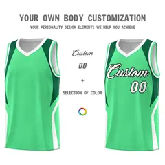 Green Kelly Green White Color Block Basketball Jersey 3