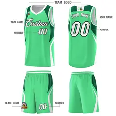 Green Kelly Green White Color Block Basketball Jersey 5