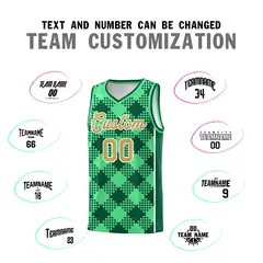 Green Kelly Green-White Grid Basketball Kits For Team 4