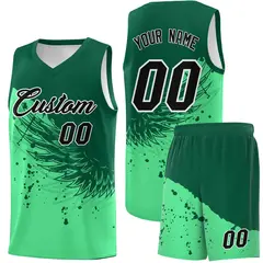 Green Kelly Green Wing Pattern Basketball Jersey 1