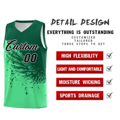 Green Kelly Green Wing Pattern Basketball Jersey 2