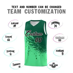 Green Kelly Green Wing Pattern Basketball Jersey 4