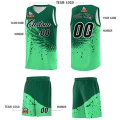 Green Kelly Green Wing Pattern Basketball Jersey 5