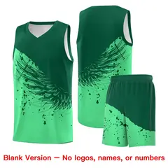 Green Kelly Green Wing Pattern Basketball Jersey 7
