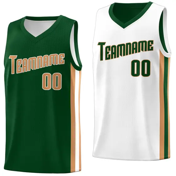 Green-Khaki Double Side Basketball Jersey