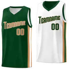 Green-Khaki Double Side Basketball Jersey