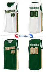 Green-Khaki Double Side Basketball Jersey 4