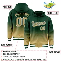 Green Khaki Gradient Letterman Varsity Jacket Hoodie 4