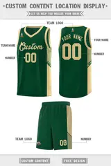 Green Khaki Side Stripe Fashion Basketball Jersey 2