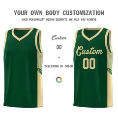 Green Khaki Side Stripe Fashion Basketball Jersey 3