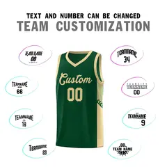 Green Khaki Side Stripe Fashion Basketball Jersey 4