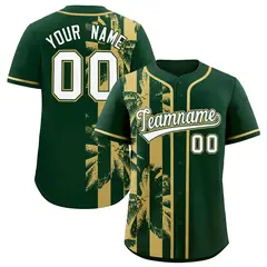 Green Khaki Split Coconut Tree Design Baseball Jersey 1