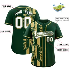 Green Khaki Split Coconut Tree Design Baseball Jersey 2